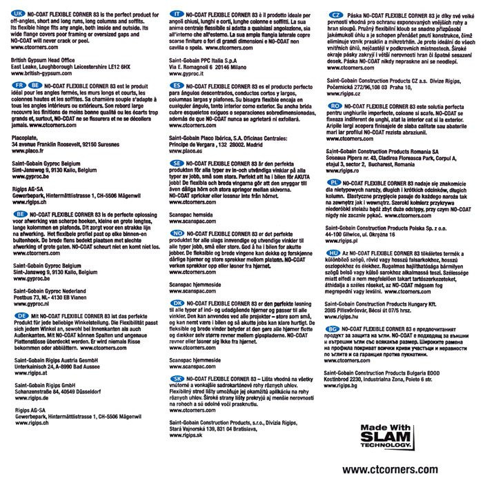 5x RIGIPS NO-COAT Flexible Corner Kantenschutz Trockenbau Innenecke Au