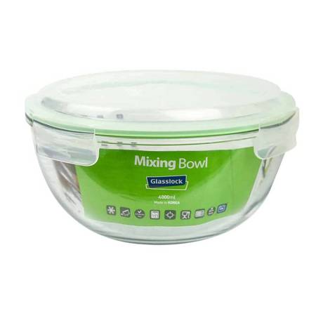 GLASSLOCK Mixing Bowl Frischhaltedose aus Glas - Salatschüssel Typ 4000 ml