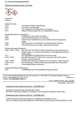PCI BAUHARZ Epoxi Bindemittel für Industrie Estriche Harz Ausgleichsmörte 10 KG