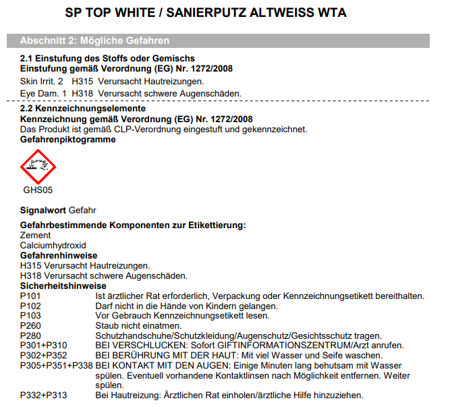 REMMERS Sanierputz Altweiß SP TOP WHITE  WTA Mörtel 20 KG