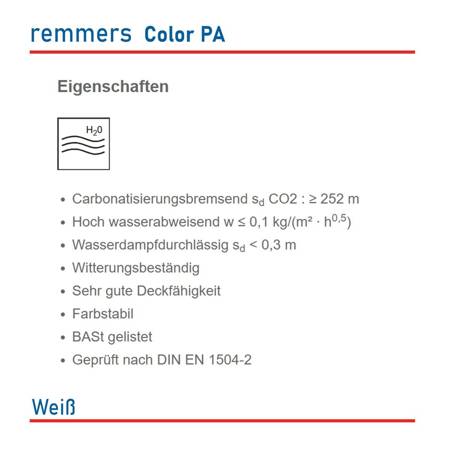 Remmers Color PA Betonacryl Betonfarbe Fassadenfarbe außen Weiß 12,5L
