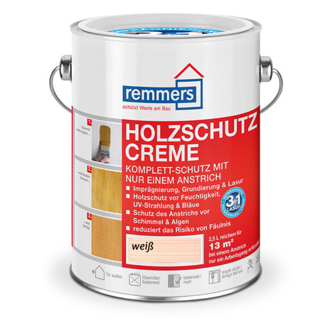 Remmers Holzschutz-Creme 0,75 L Holz Lasur für Außen - Creme Weiss