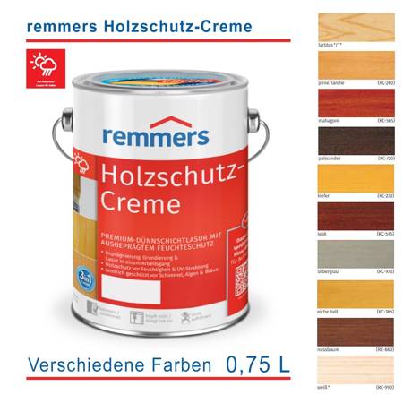 Remmers Holzschutz-Creme 0,75 L Holz Lasur für Außen alle Farben