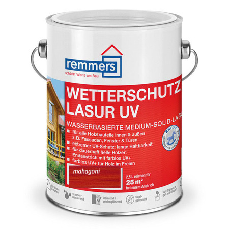 Remmers Wetterschutz Lasur UV 2,5 L Holzschutzgel - Mahagoni