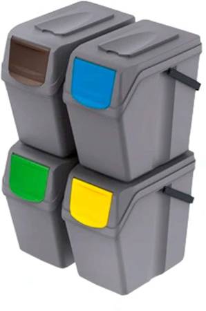 Set of 4 Cubes 100L SORTIBOX Plastic Grau Recycling-Behälter