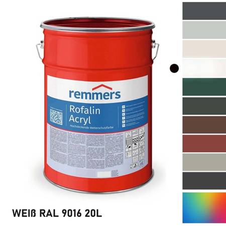 Outlet Remmers ROFALIN ACRYL BIAŁY RAL 9016 Wetterschutzfarbe für Holz 20L