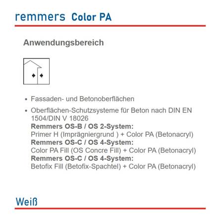 Remmers Color PA Hochwertige Reinacrylat-Fassadenfarbe BASt gelistet Weiß 12,5L 