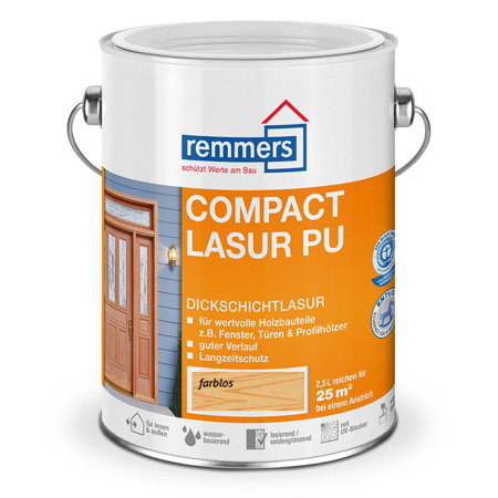 Remmers Compact-Lasur PU 0,75 L Dickschichtlasur Fenster & Türen - Bezbarwny