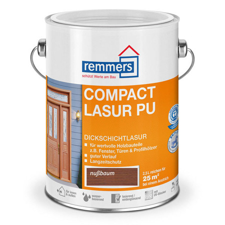 Remmers Compact-Lasur PU 2,5 L Dickschichtlasur Fenster & Türen - Orzech włoski