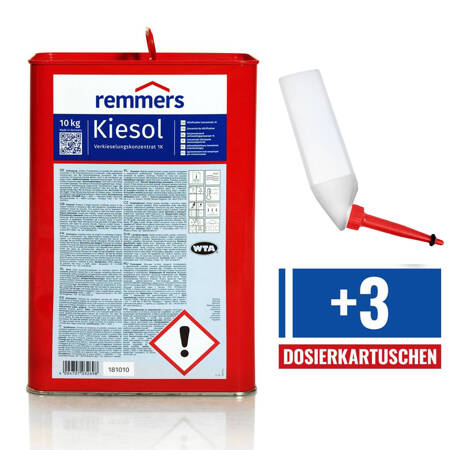 Remmers Kiesol zestaw bezrozpuszczalnikowy koncentrat krzemionkujący 10 KG+ 3 kartusze dozujące