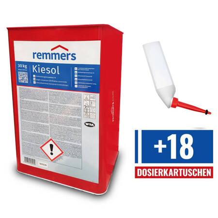 Remmers Kiesol zestaw bezrozpuszczalnikowy koncentrat krzemionkujący 30 KG+ 18 kartuszy dozujących