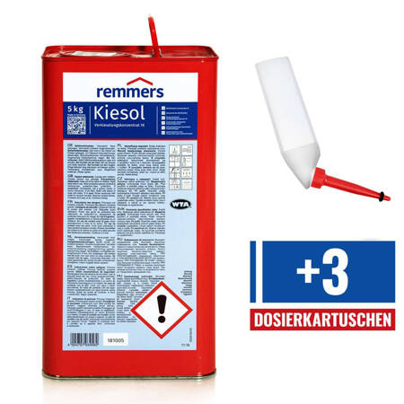 Remmers Kiesol zestaw bezrozpuszczalnikowy koncentrat krzemionkujący 5 KG+ 3 kartusze dozujące