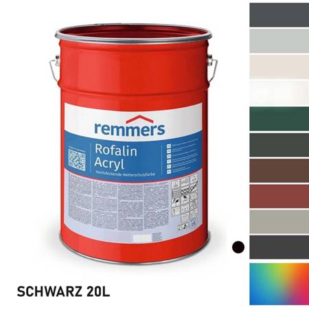 Remmers ROFALIN ACRYL  Wetterschutzfarbe für Holz  SCHWARZ  20L