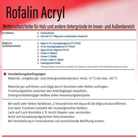 Remmers ROFALIN ACRYL  Wetterschutzfarbe für Holz  SCHWARZ  20L